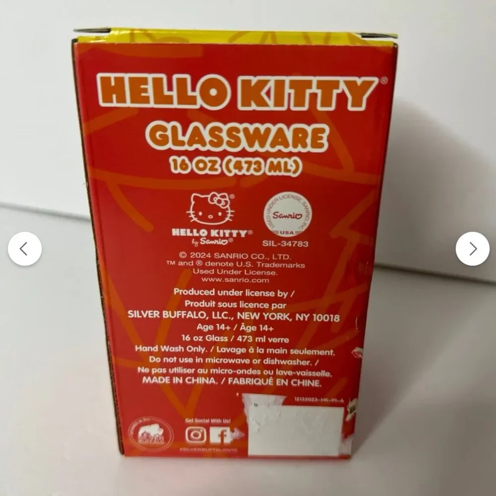 Hello Kitty Fall Autumn Rainbow Glitter‎ 16oz Glass Cup Tumbler